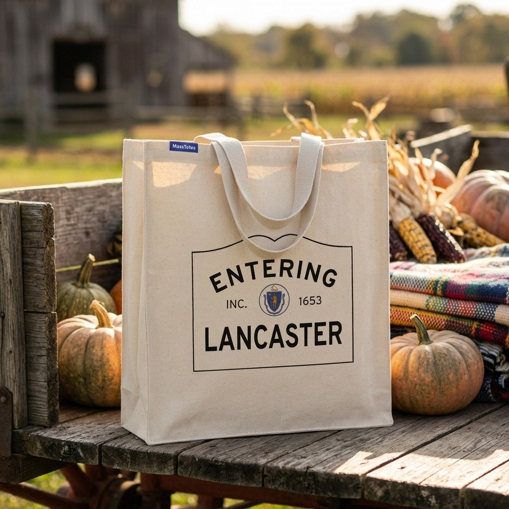 Entering Lancaster, Massachusetts Canvas Tote Bag - Everyday In-Situ View - Sunlit Environment