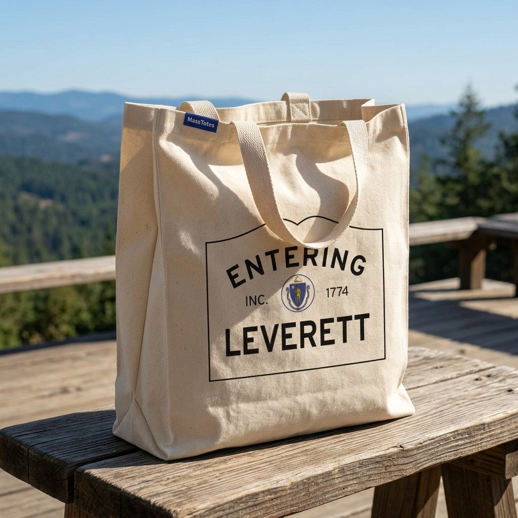 Entering Leverett, Massachusetts Canvas Tote Bag - Outdoor In-Situ View - Scenic Atmosphere