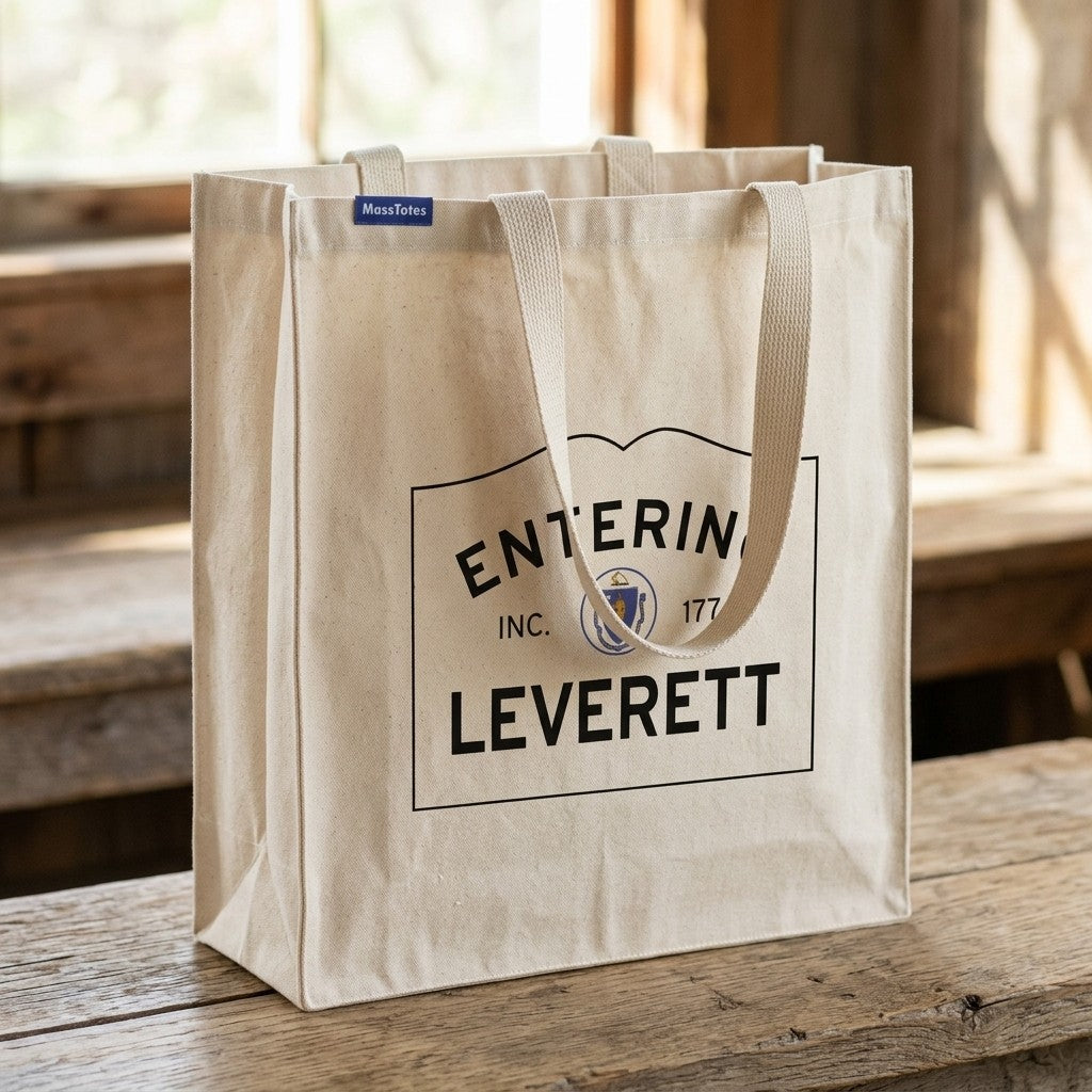 Entering Leverett, Massachusetts Canvas Tote Bag - Lifestyle Scene - Classic New England Detail