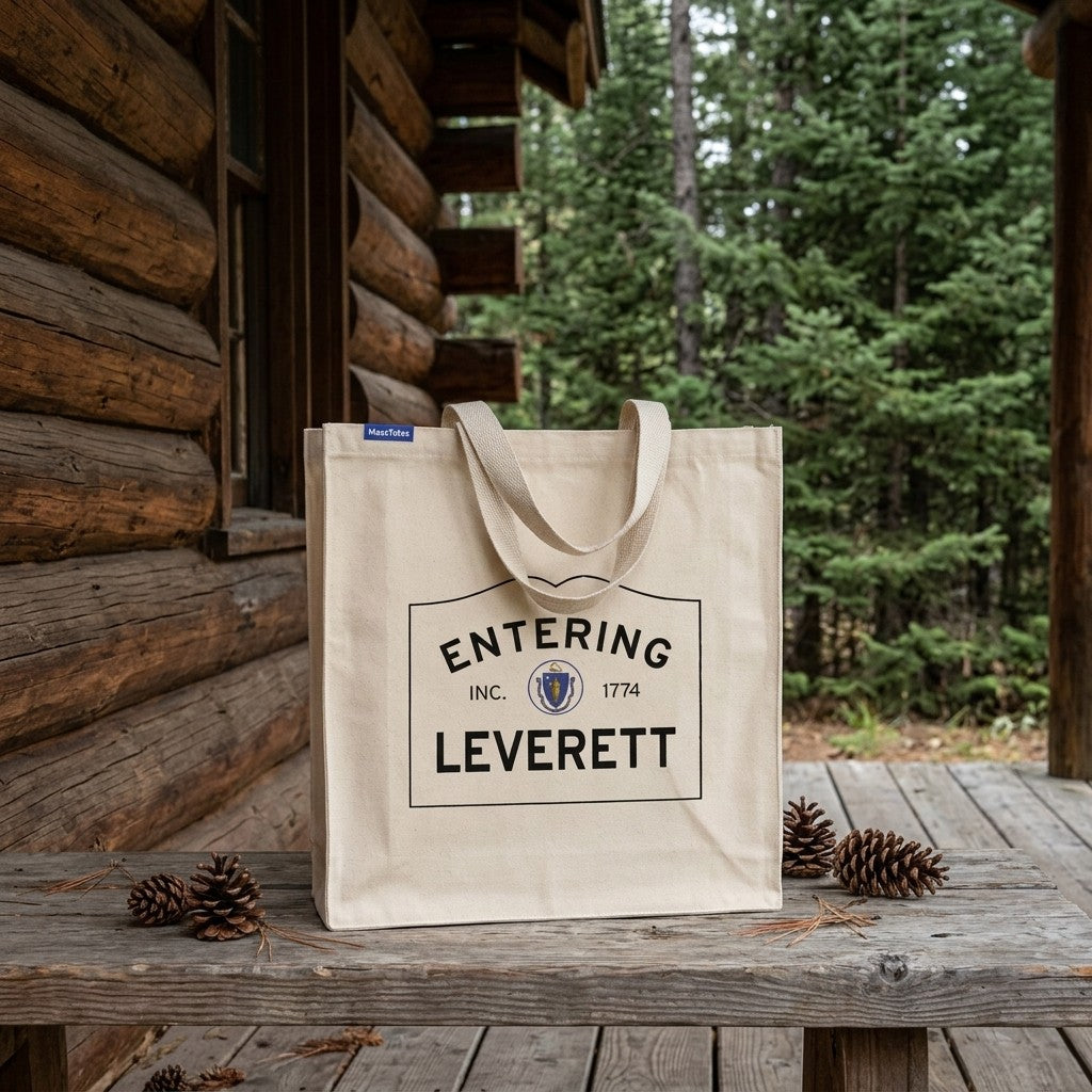 Entering Leverett, Massachusetts Canvas Tote Bag - Everyday In-Situ View - Sunlit Environment