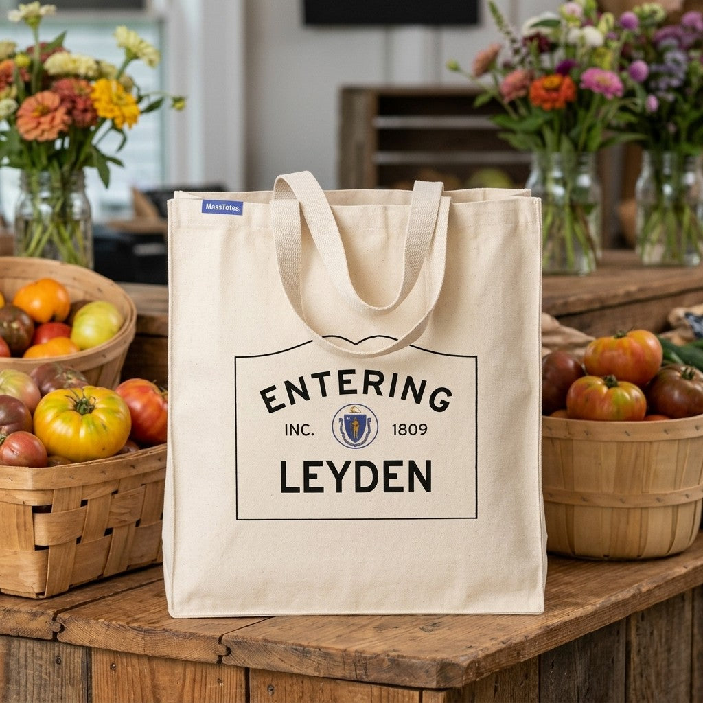 Entering Leyden, Massachusetts Canvas Tote Bag - Everyday In-Situ View - Sunlit Environment