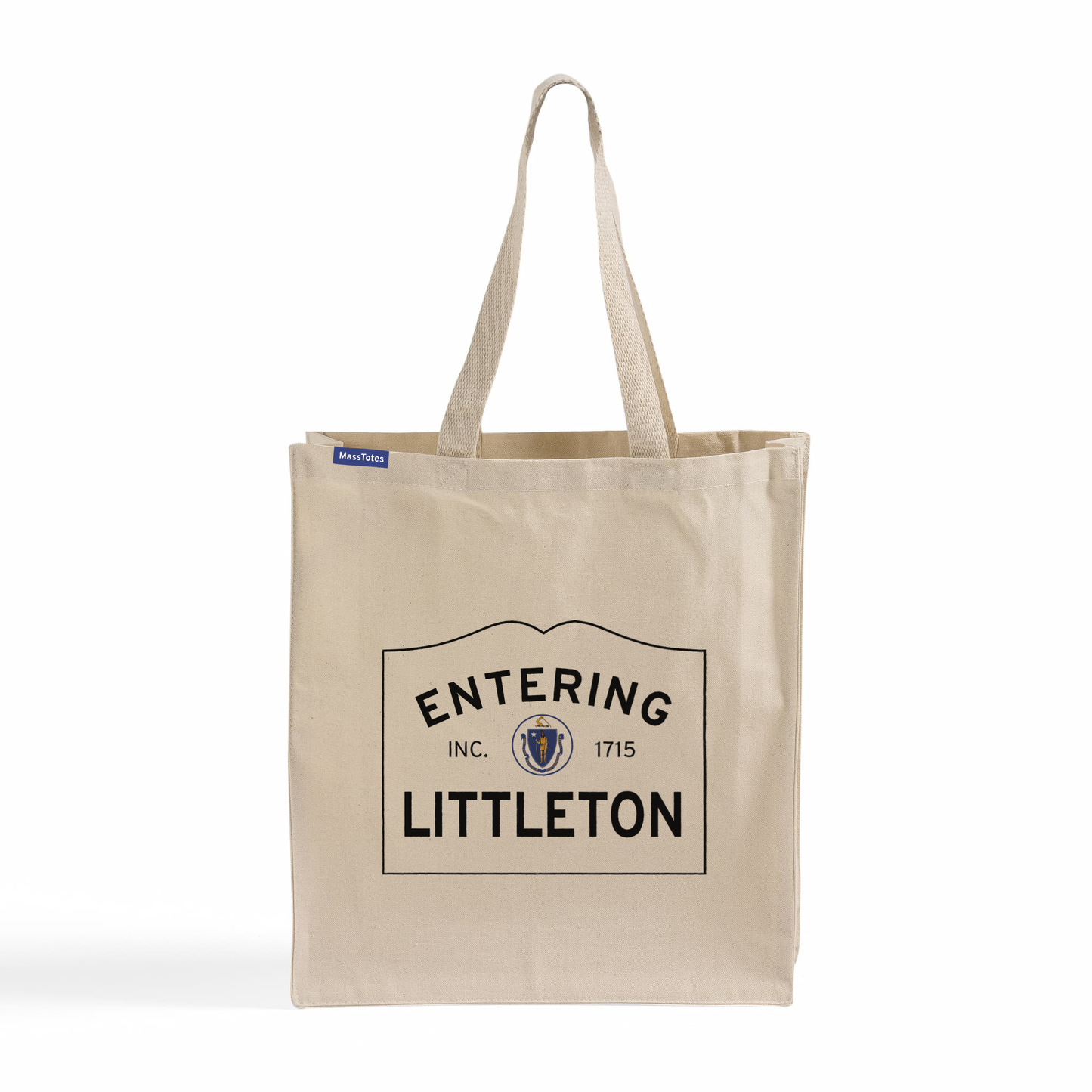 Entering Littleton, Massachusetts Canvas Tote Bag - Front View