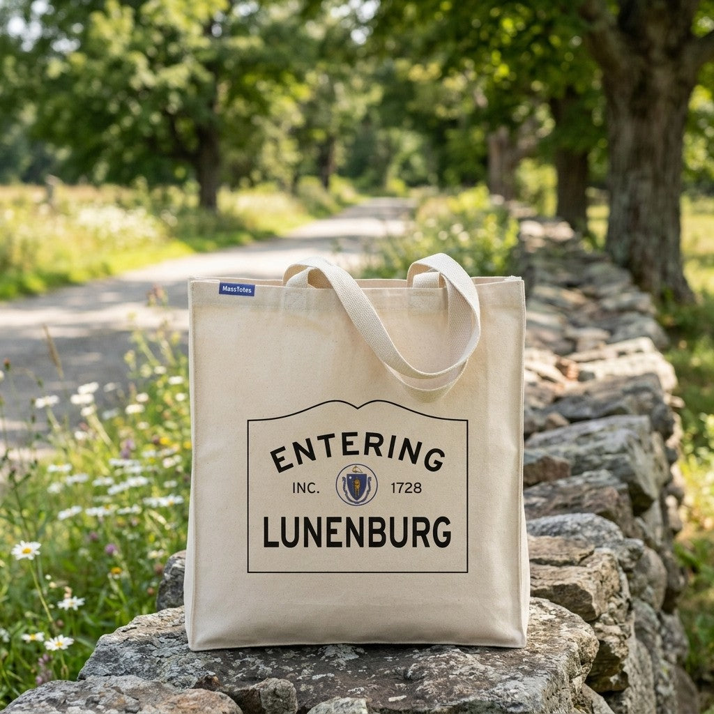Entering Lunenburg, Massachusetts Canvas Tote Bag - Outdoor In-Situ View - Scenic Atmosphere