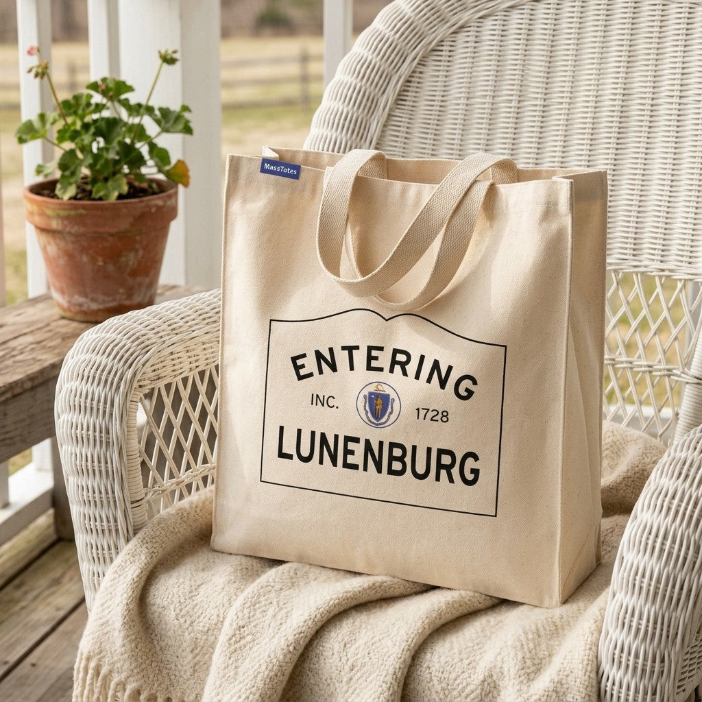 Entering Lunenburg, Massachusetts Canvas Tote Bag - Everyday In-Situ View - Sunlit Environment