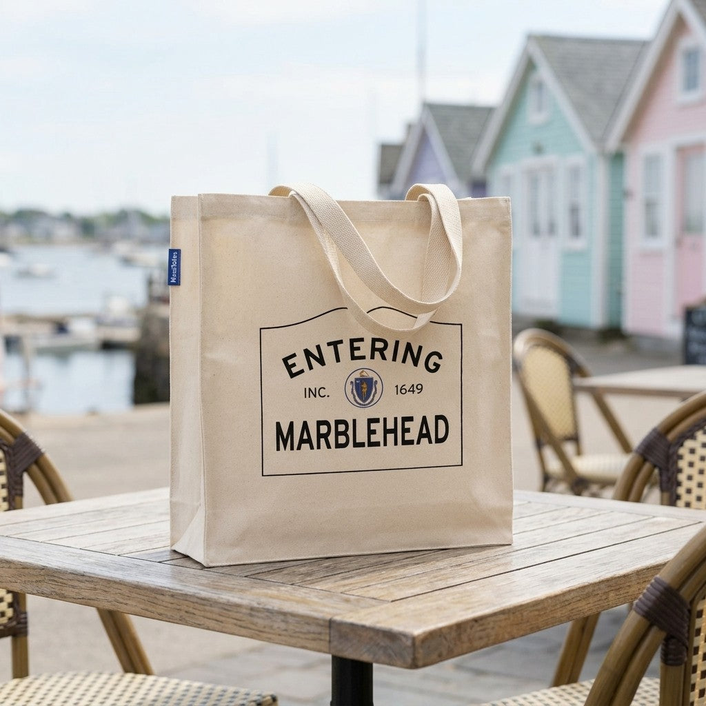 Entering Marblehead, Massachusetts Canvas Tote Bag - Outdoor In-Situ View - Scenic Atmosphere