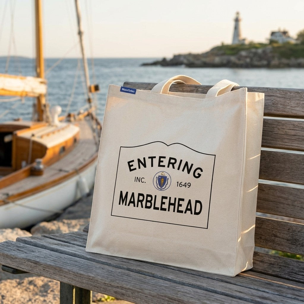 Entering Marblehead, Massachusetts Canvas Tote Bag - Everyday In-Situ View - Sunlit Environment