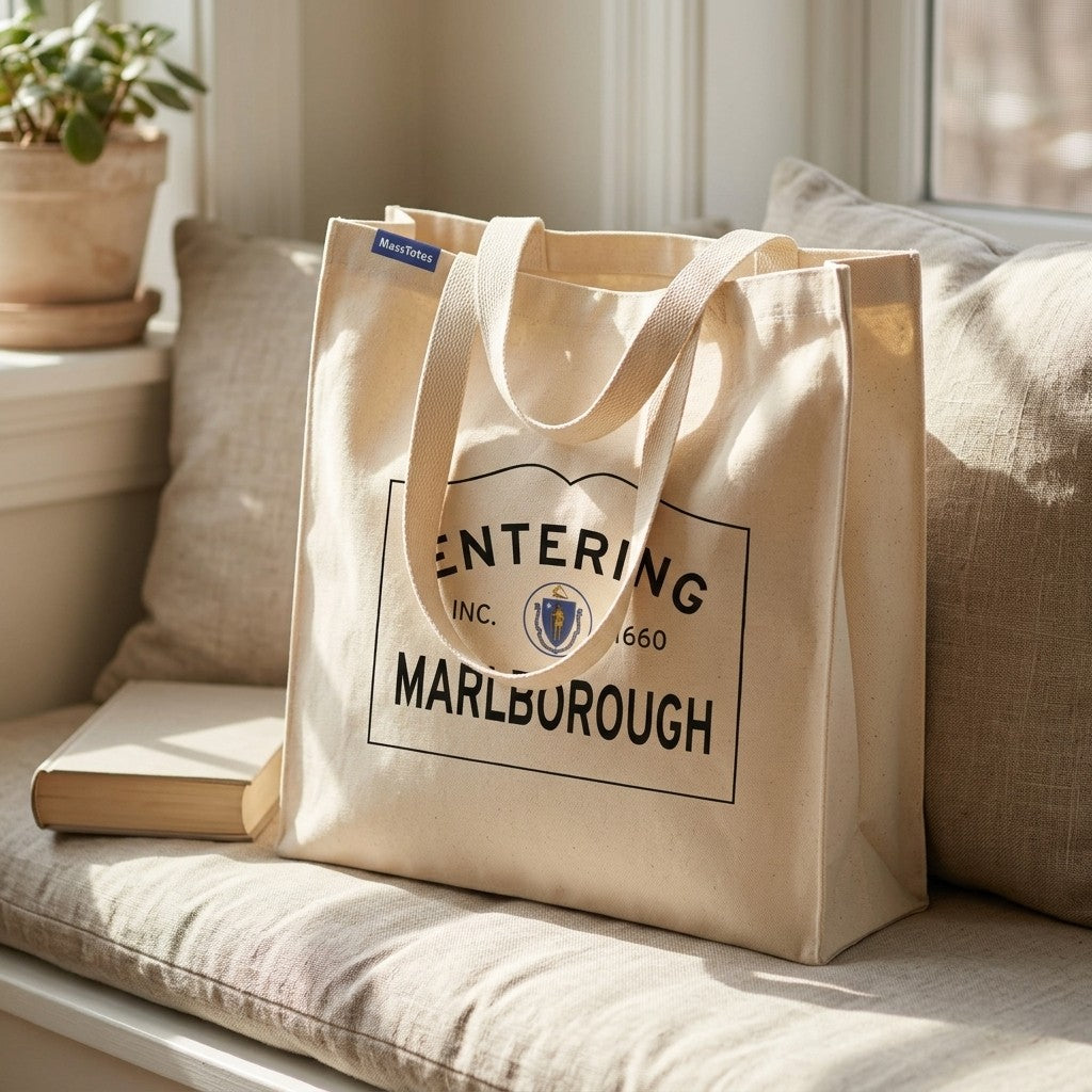 Entering Marlborough, Massachusetts Canvas Tote Bag - Outdoor In-Situ View - Scenic Atmosphere