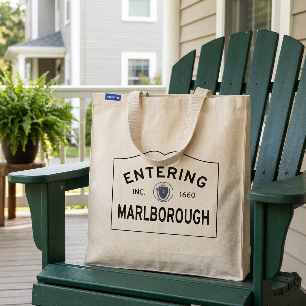 Entering Marlborough, Massachusetts Canvas Tote Bag - Everyday In-Situ View - Sunlit Environment