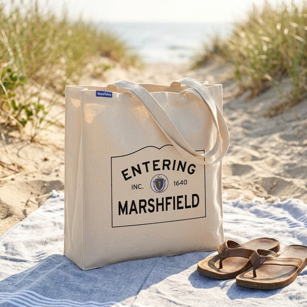 Entering Marshfield, Massachusetts Canvas Tote Bag - Outdoor In-Situ View - Scenic Atmosphere