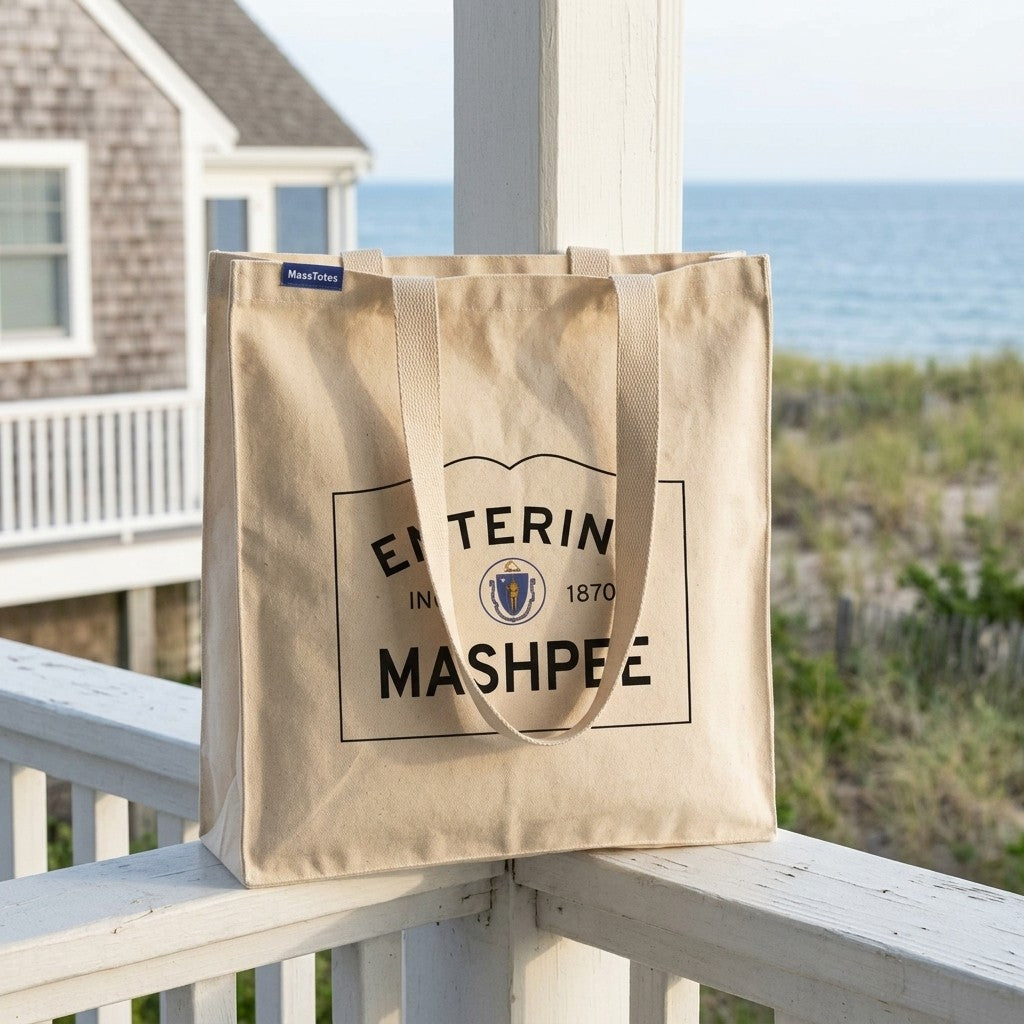 Entering Mashpee, Massachusetts Canvas Tote Bag - Outdoor In-Situ View - Scenic Atmosphere