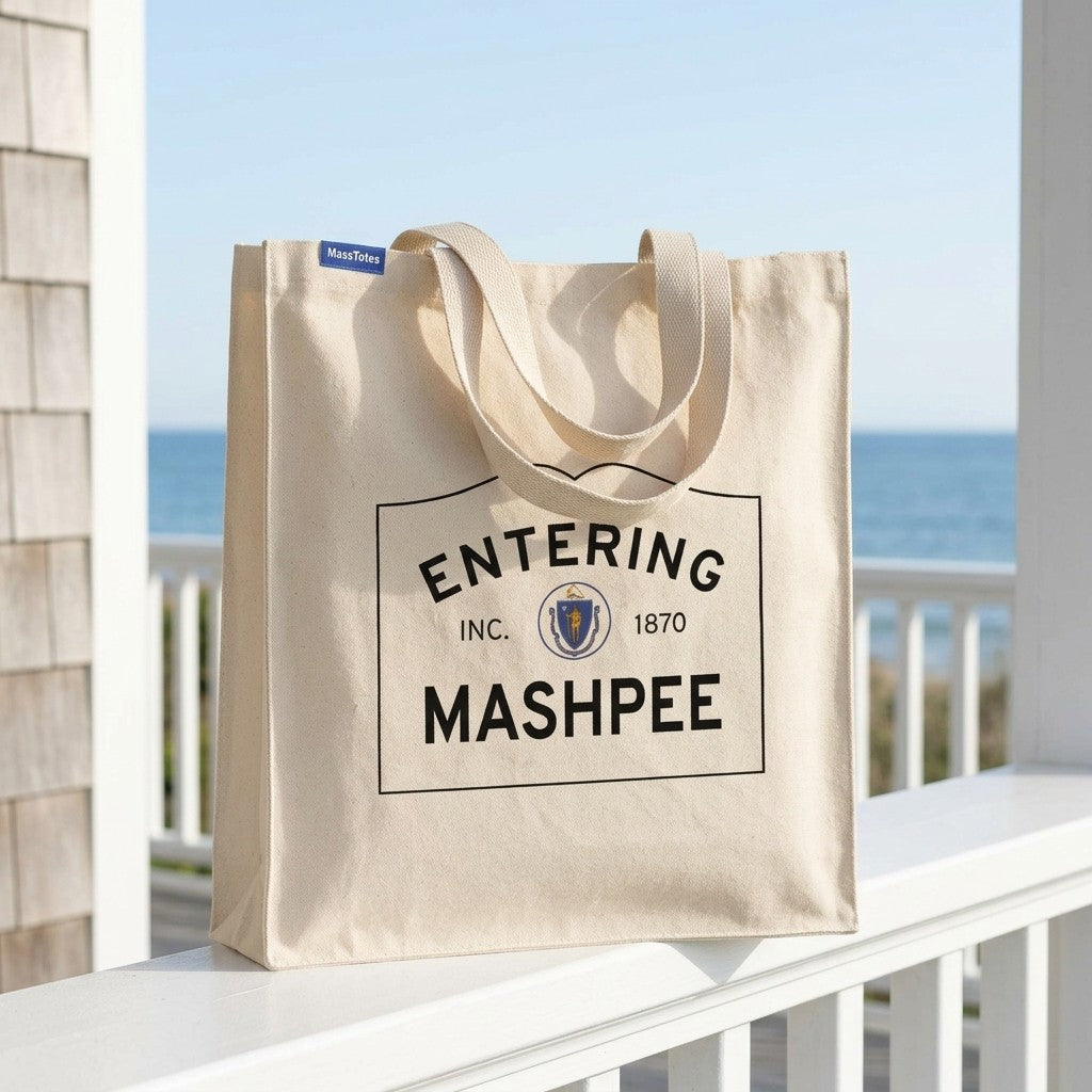 Entering Mashpee, Massachusetts Canvas Tote Bag - Everyday In-Situ View - Sunlit Environment