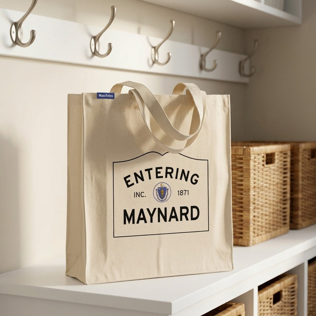 Entering Maynard, Massachusetts Canvas Tote Bag - Outdoor In-Situ View - Scenic Atmosphere