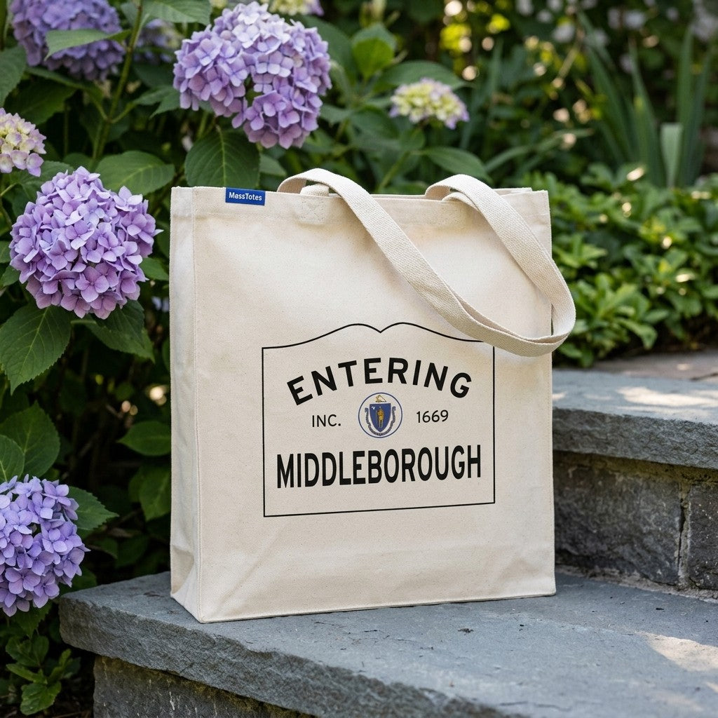 Entering Middleborough, Massachusetts Canvas Tote Bag - Outdoor In-Situ View - Scenic Atmosphere