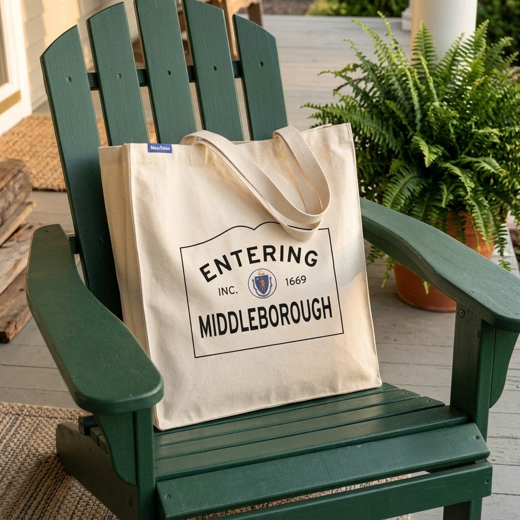 Entering Middleborough, Massachusetts Canvas Tote Bag - Everyday In-Situ View - Sunlit Environment