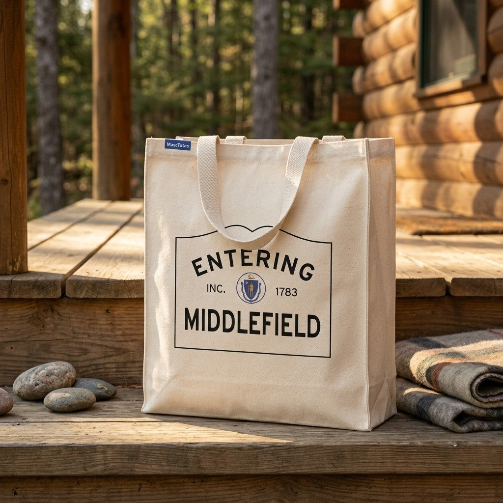 Entering Middlefield, Massachusetts Canvas Tote Bag - Outdoor In-Situ View - Scenic Atmosphere