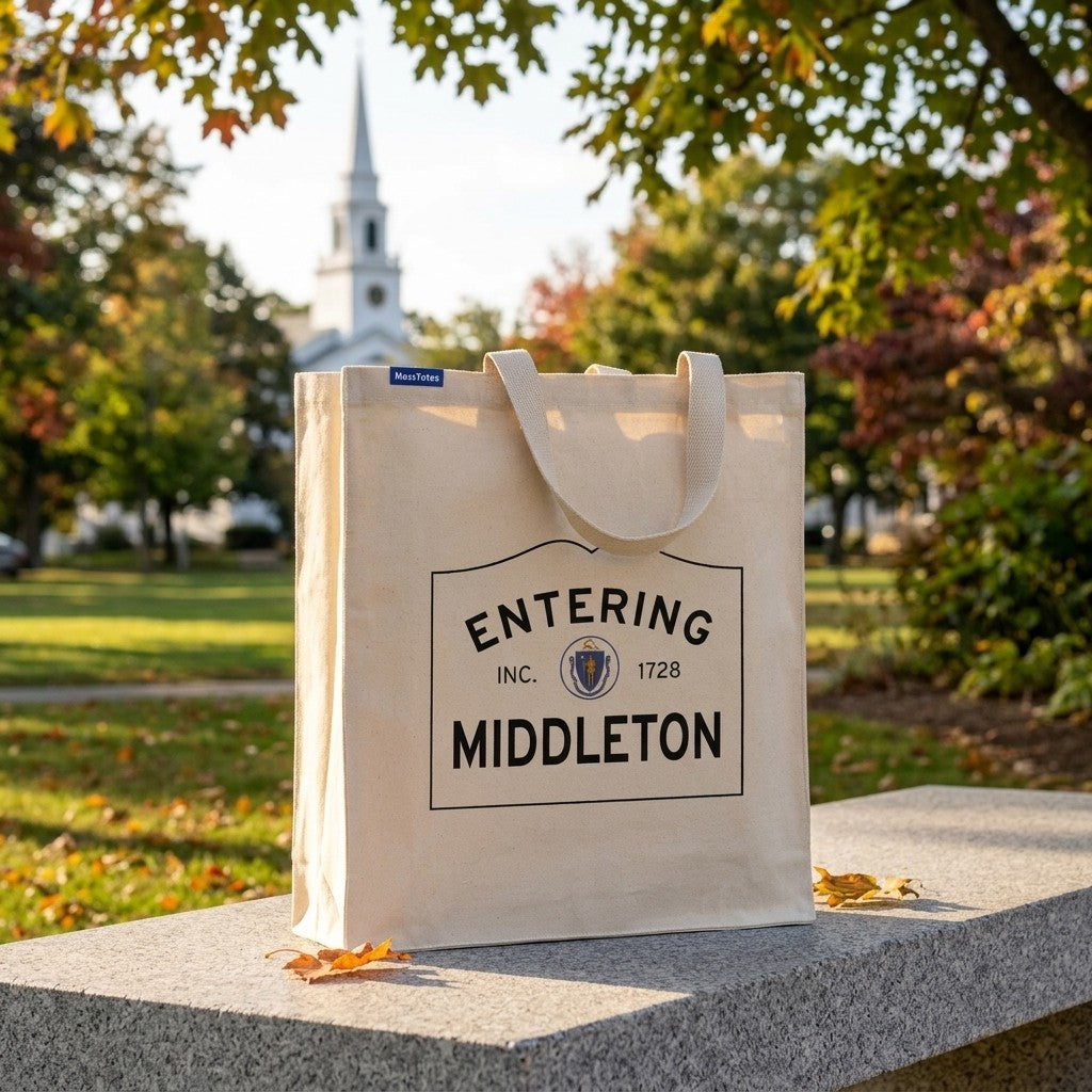 Entering Middleton, Massachusetts Canvas Tote Bag - Outdoor In-Situ View - Scenic Atmosphere