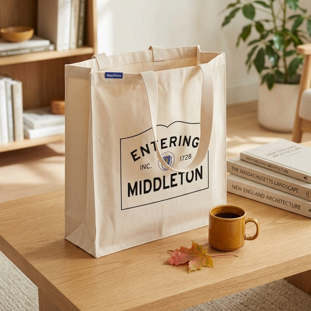 Entering Middleton, Massachusetts Canvas Tote Bag - Everyday In-Situ View - Sunlit Environment