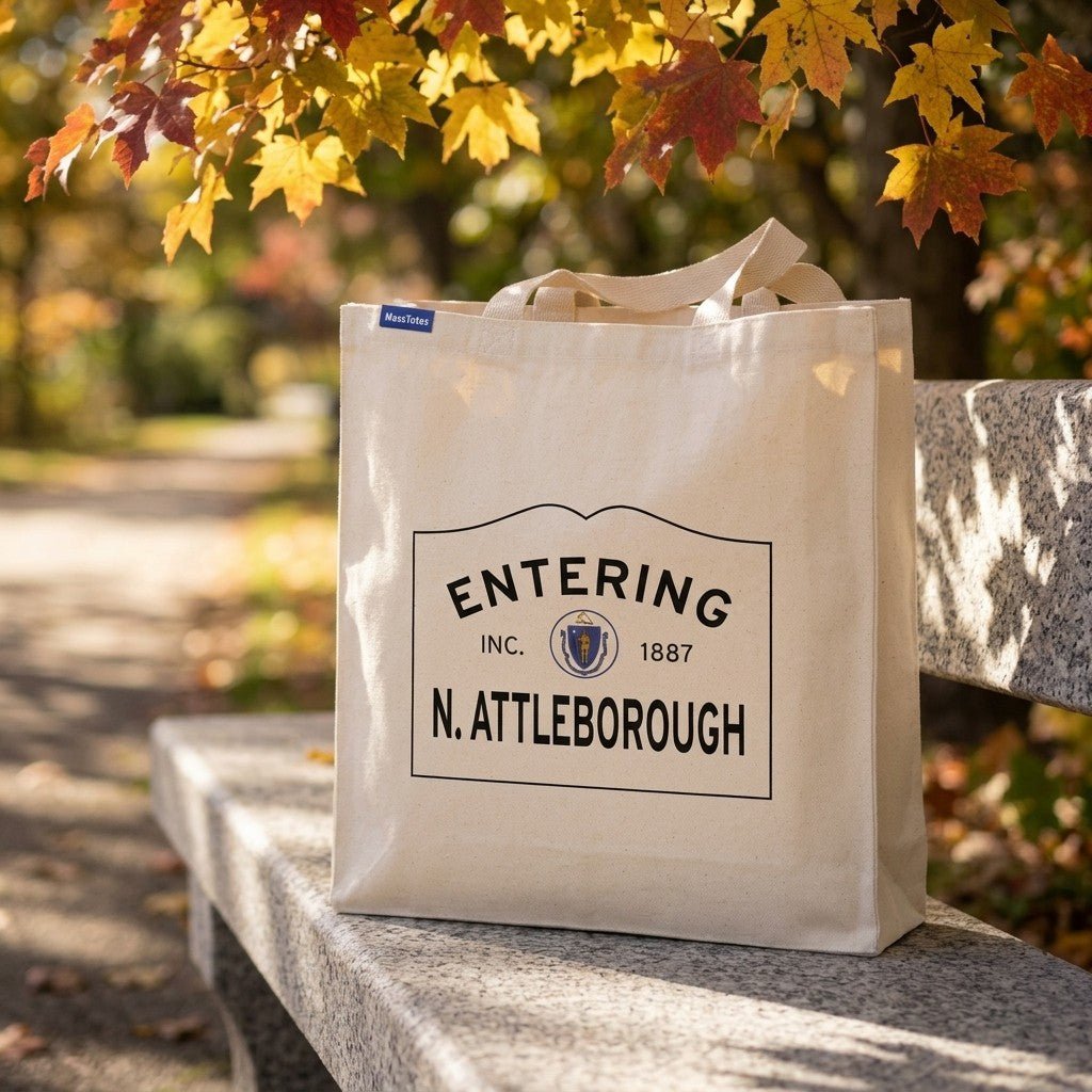 Entering North Attleborough, Massachusetts Canvas Tote Bag - Everyday In-Situ View - Sunlit Environment