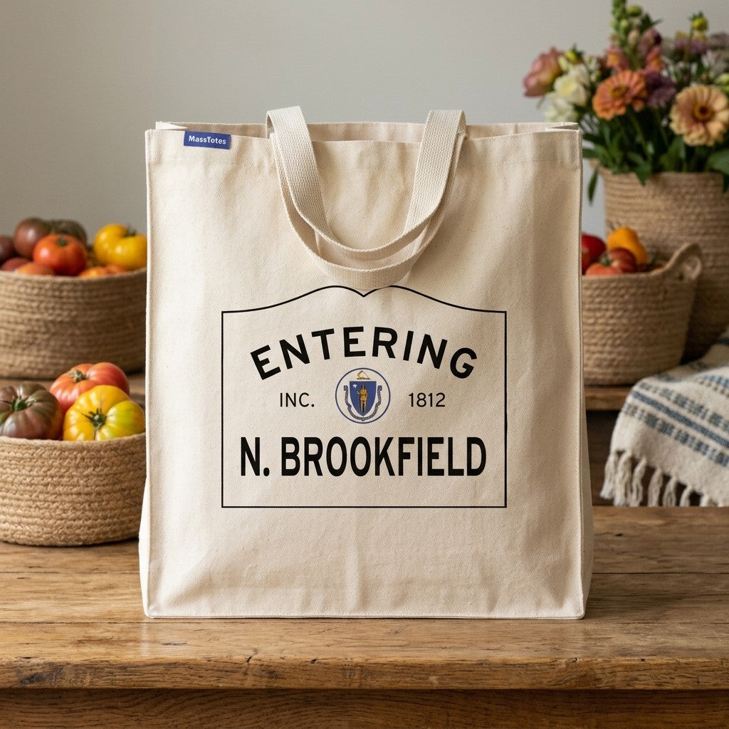 Entering North Brookfield, Massachusetts Canvas Tote Bag - Lifestyle Scene - Relaxed Natural Setting