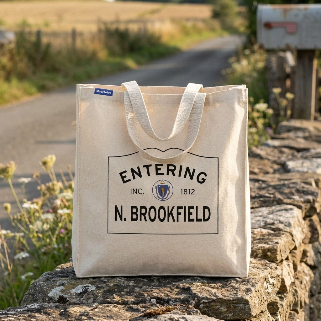 Entering North Brookfield, Massachusetts Canvas Tote Bag - Outdoor In-Situ View - Scenic Atmosphere