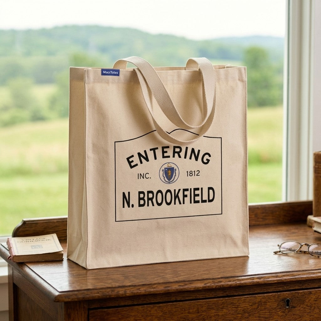 Entering North Brookfield, Massachusetts Canvas Tote Bag - Everyday In-Situ View - Sunlit Environment