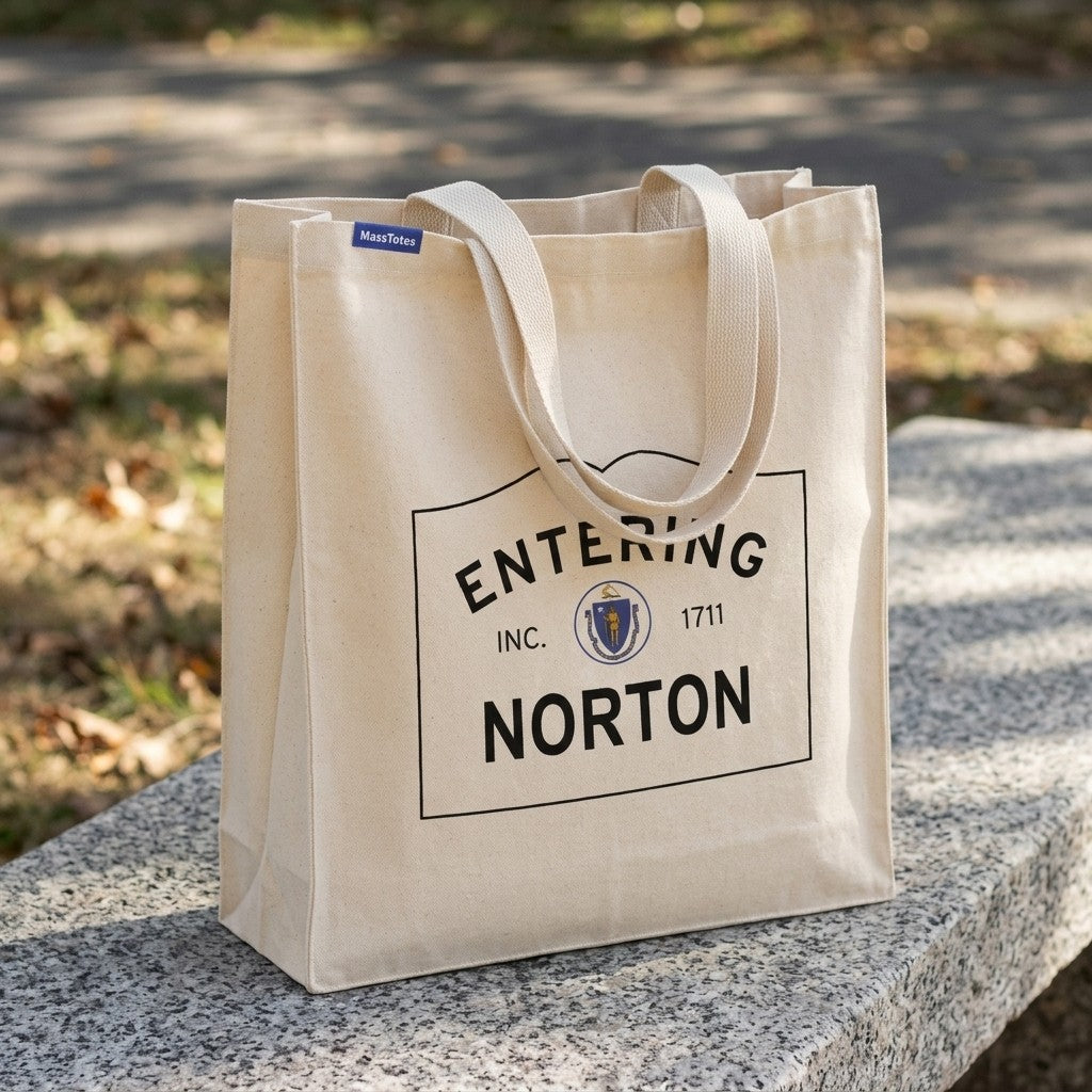 Entering Norton, Massachusetts Canvas Tote Bag - Outdoor In-Situ View - Scenic Atmosphere
