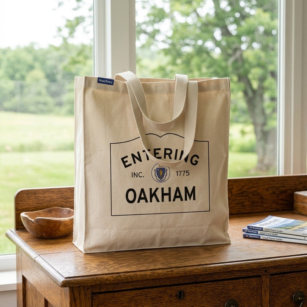 Entering Oakham, Massachusetts Canvas Tote Bag - Outdoor In-Situ View - Scenic Atmosphere