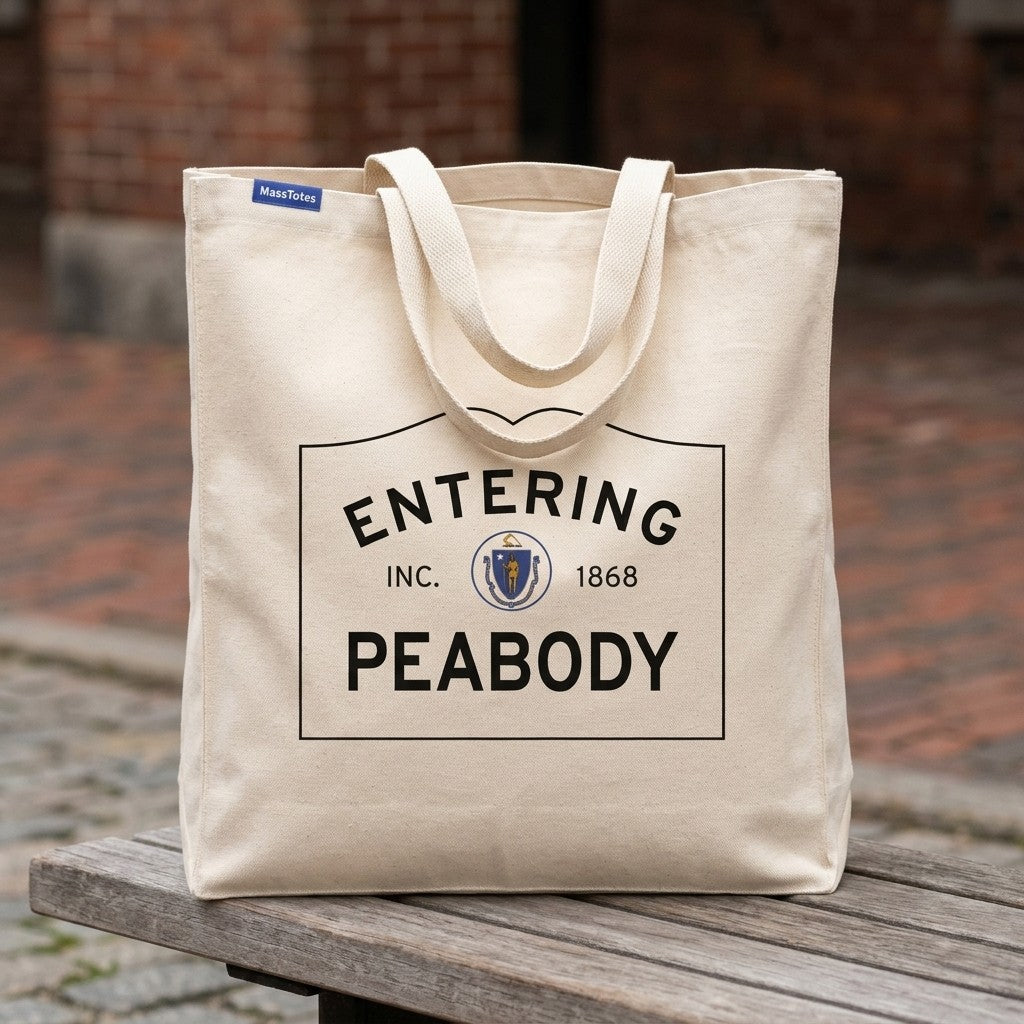 Entering Peabody, Massachusetts Canvas Tote Bag - Outdoor In-Situ View - Scenic Atmosphere