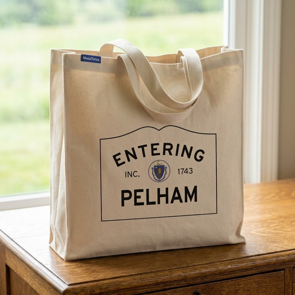 Entering Pelham, Massachusetts Canvas Tote Bag - Outdoor In-Situ View - Scenic Atmosphere