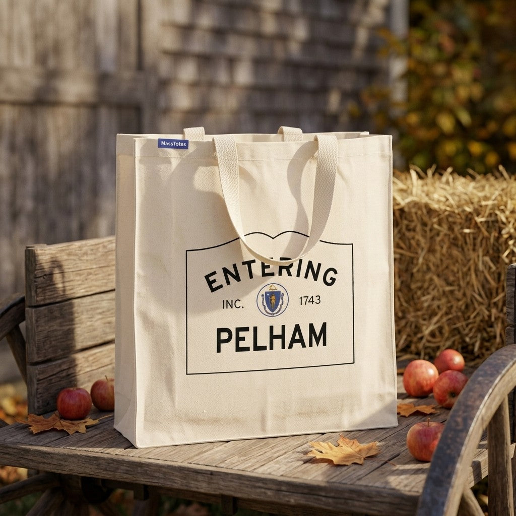 Entering Pelham, Massachusetts Canvas Tote Bag - Everyday In-Situ View - Sunlit Environment