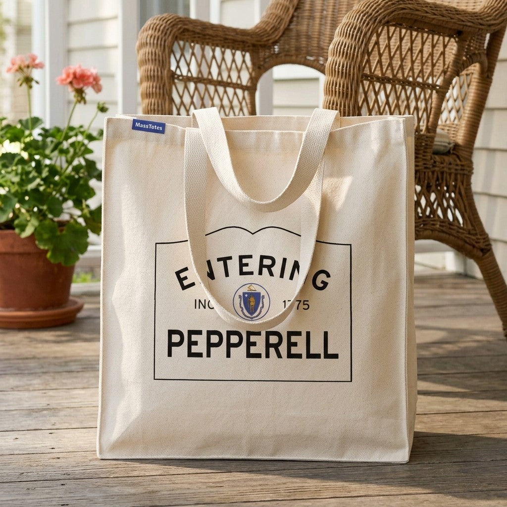 Entering Pepperell, Massachusetts Canvas Tote Bag - Outdoor In-Situ View - Scenic Atmosphere