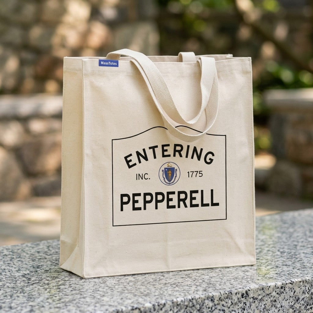 Entering Pepperell, Massachusetts Canvas Tote Bag - Everyday In-Situ View - Sunlit Environment