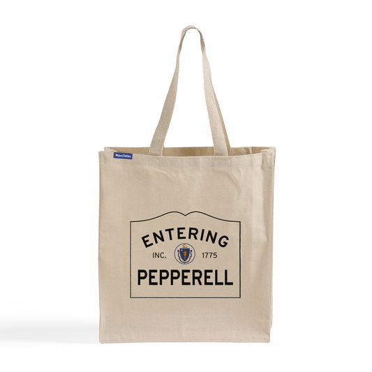 Entering Pepperell, Massachusetts Canvas Tote Bag - Front View
