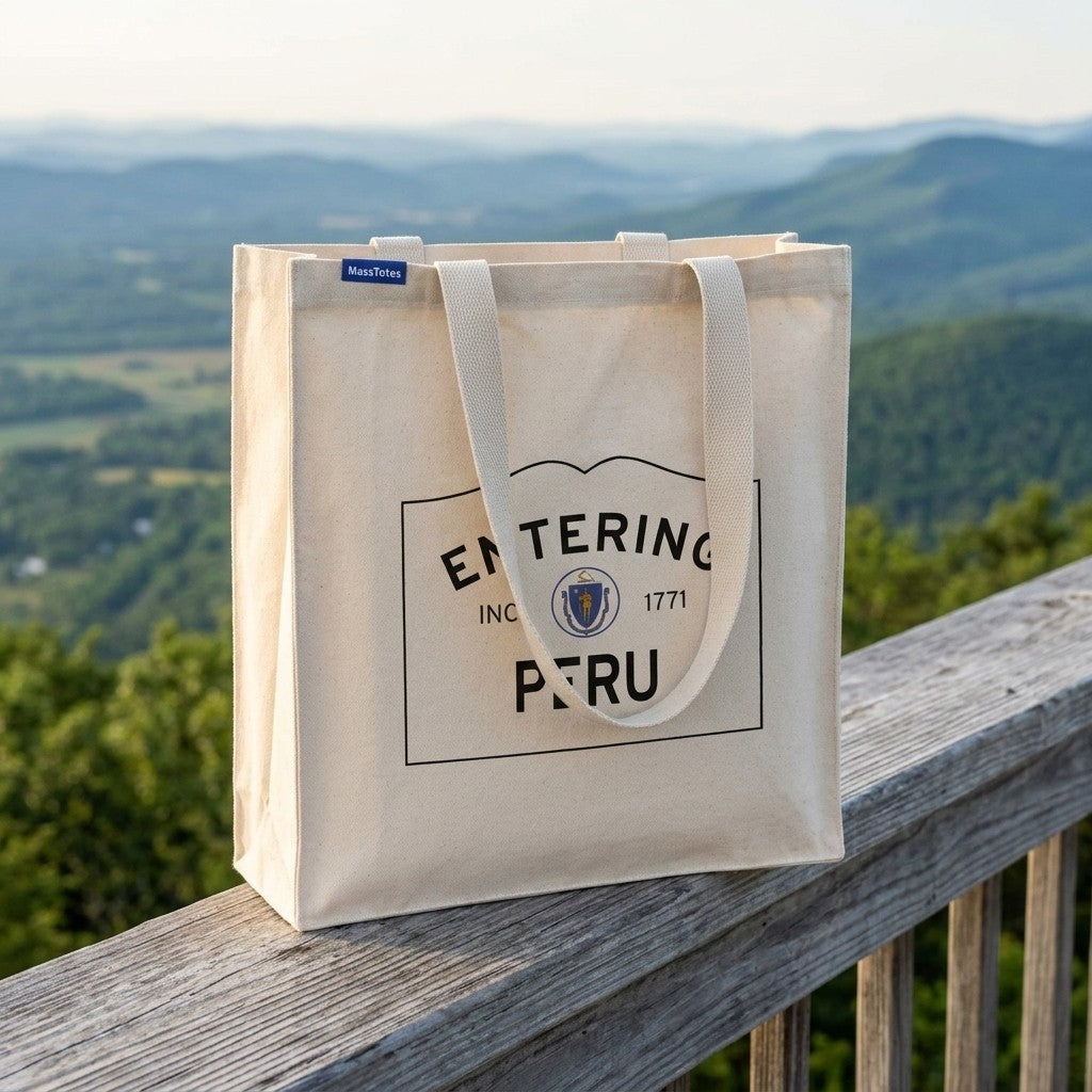 Entering Peru, Massachusetts Canvas Tote Bag - Outdoor In-Situ View - Scenic Atmosphere