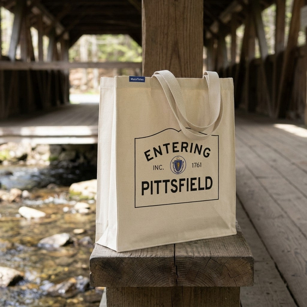 Entering Pittsfield, Massachusetts Canvas Tote Bag - Lifestyle Scene - Relaxed Natural Setting