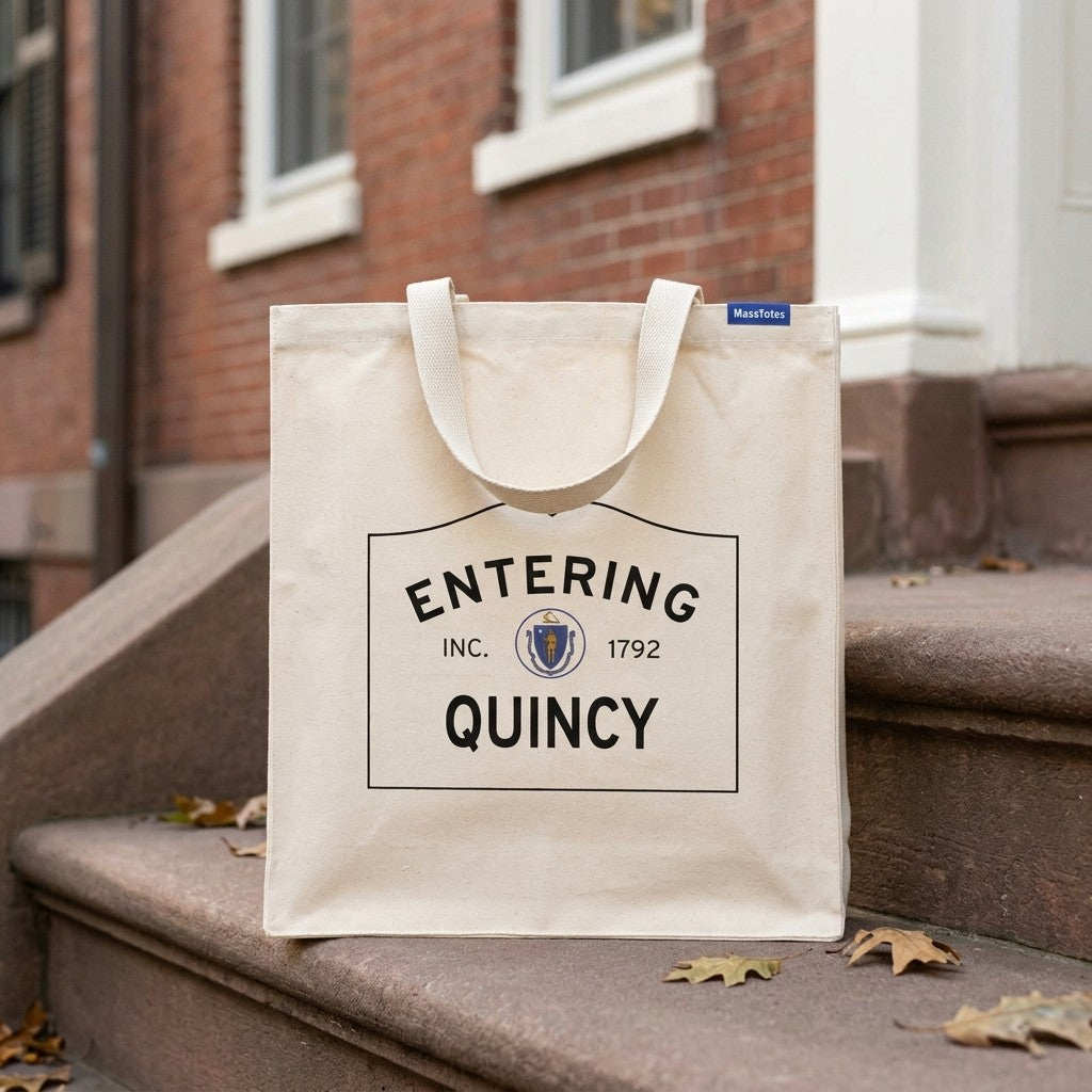 Entering Quincy, Massachusetts Canvas Tote Bag - Outdoor In-Situ View - Scenic Atmosphere