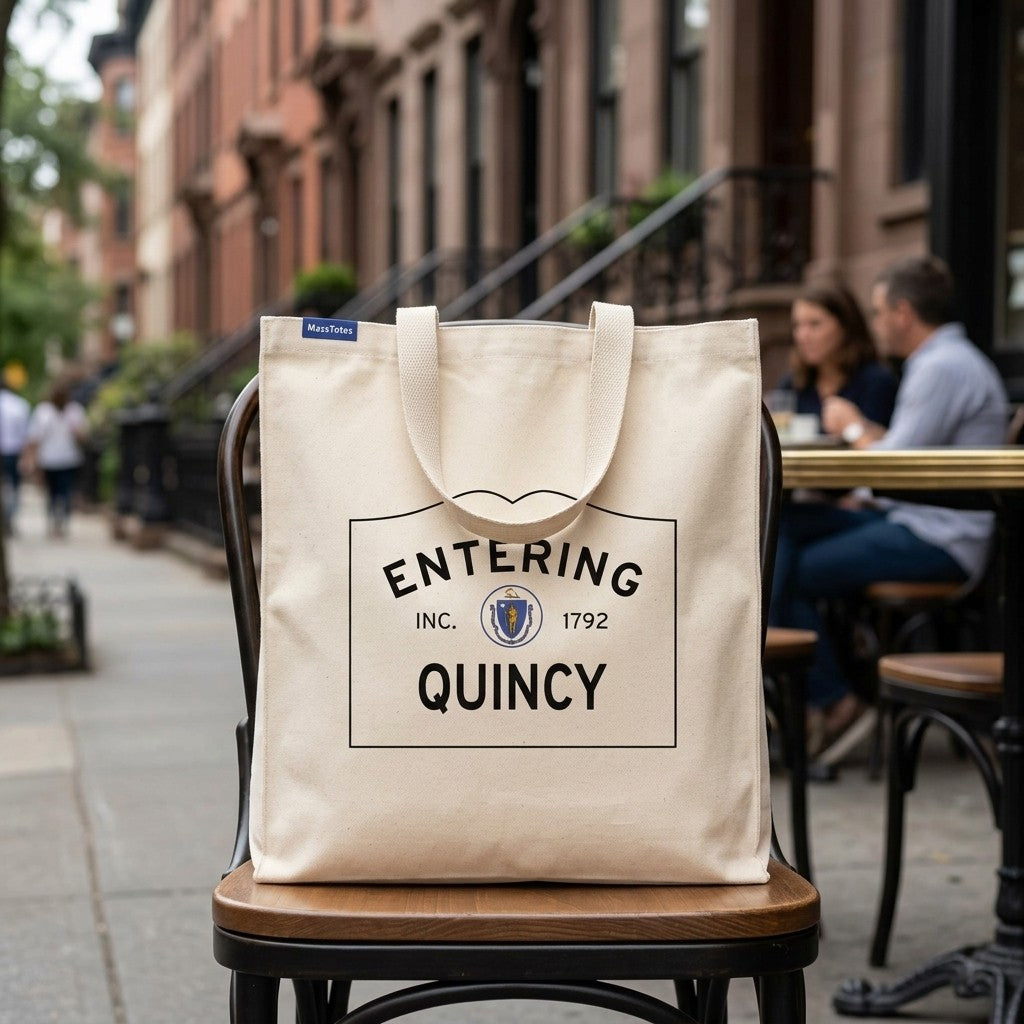 Entering Quincy, Massachusetts Canvas Tote Bag - Everyday In-Situ View - Sunlit Environment