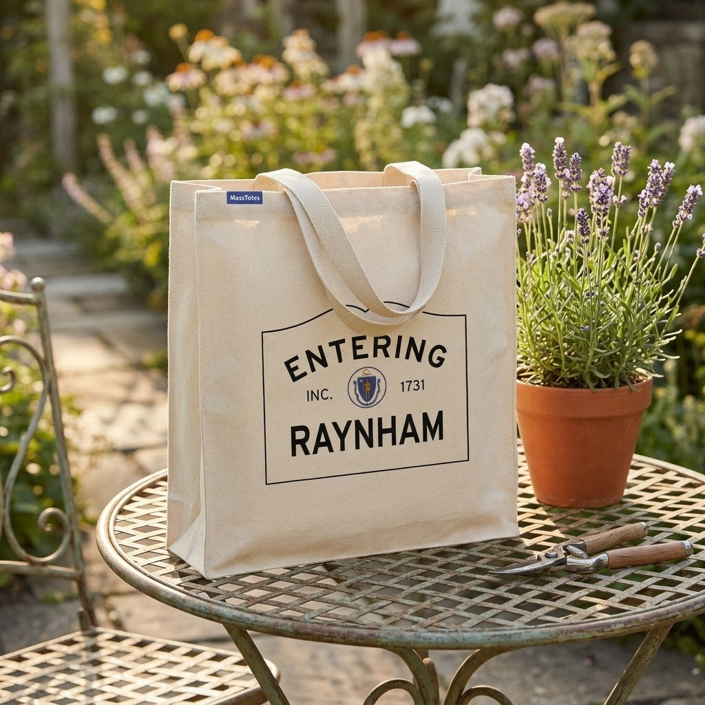 Entering Raynham, Massachusetts Canvas Tote Bag - Everyday In-Situ View - Sunlit Environment