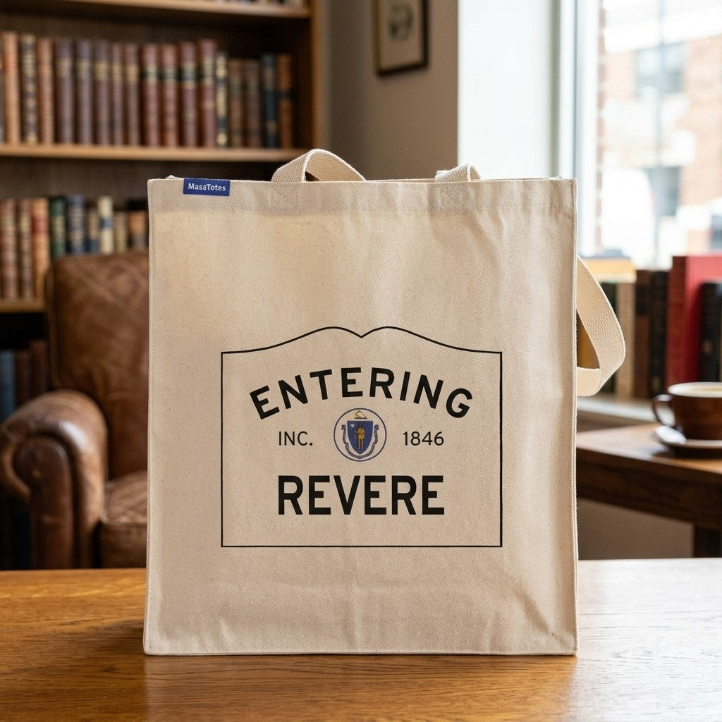 Entering Revere, Massachusetts Canvas Tote Bag - Lifestyle Scene - Relaxed Natural Setting