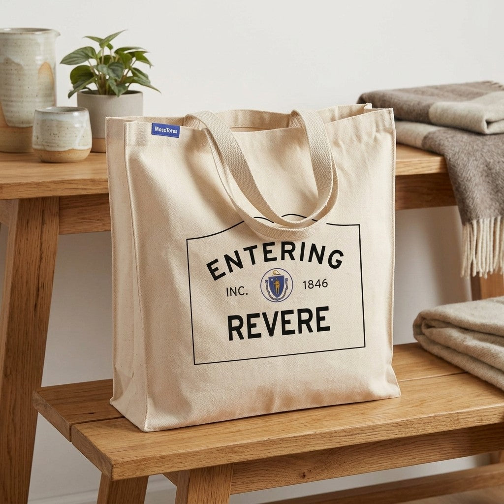 Entering Revere, Massachusetts Canvas Tote Bag - Outdoor In-Situ View - Scenic Atmosphere