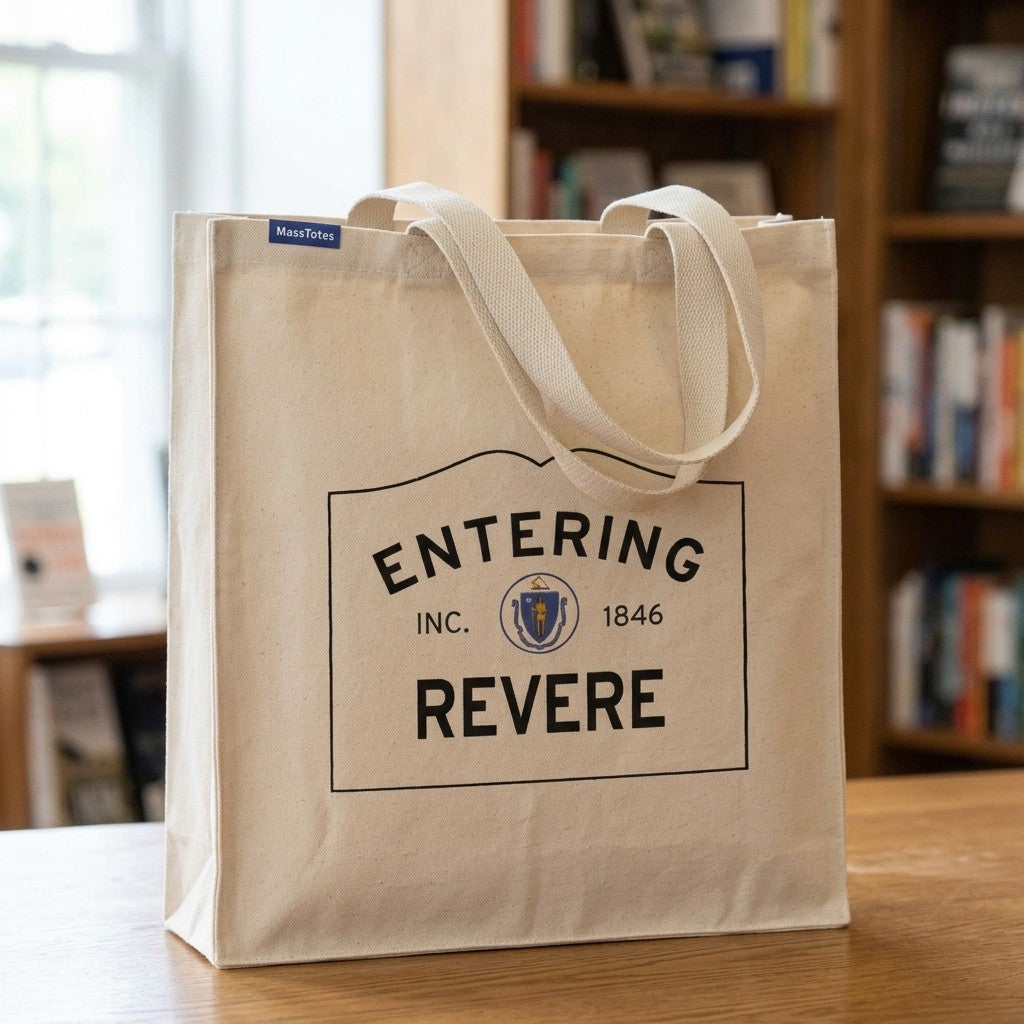Entering Revere, Massachusetts Canvas Tote Bag - Everyday In-Situ View - Sunlit Environment