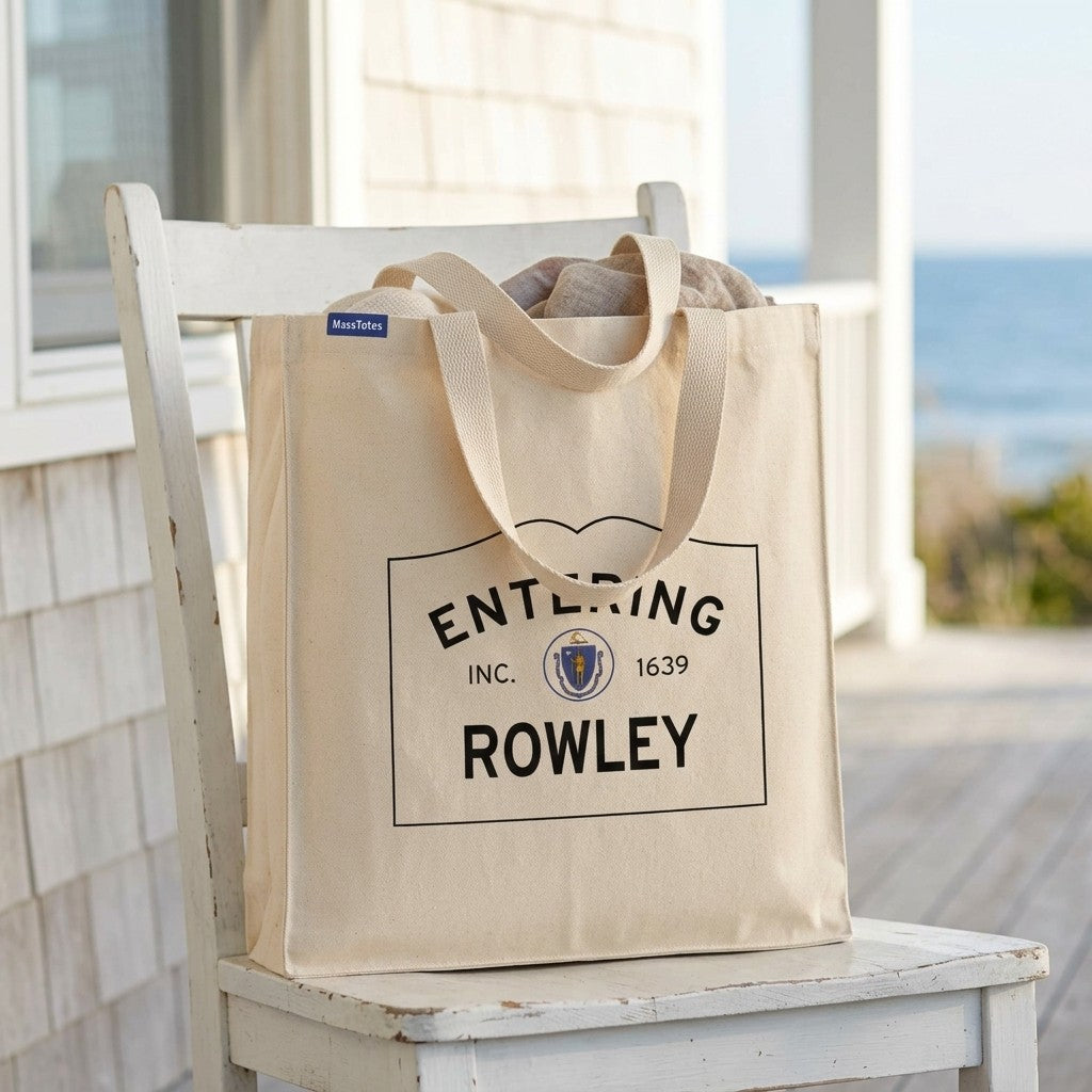 Entering Rowley, Massachusetts Canvas Tote Bag - Outdoor In-Situ View - Scenic Atmosphere