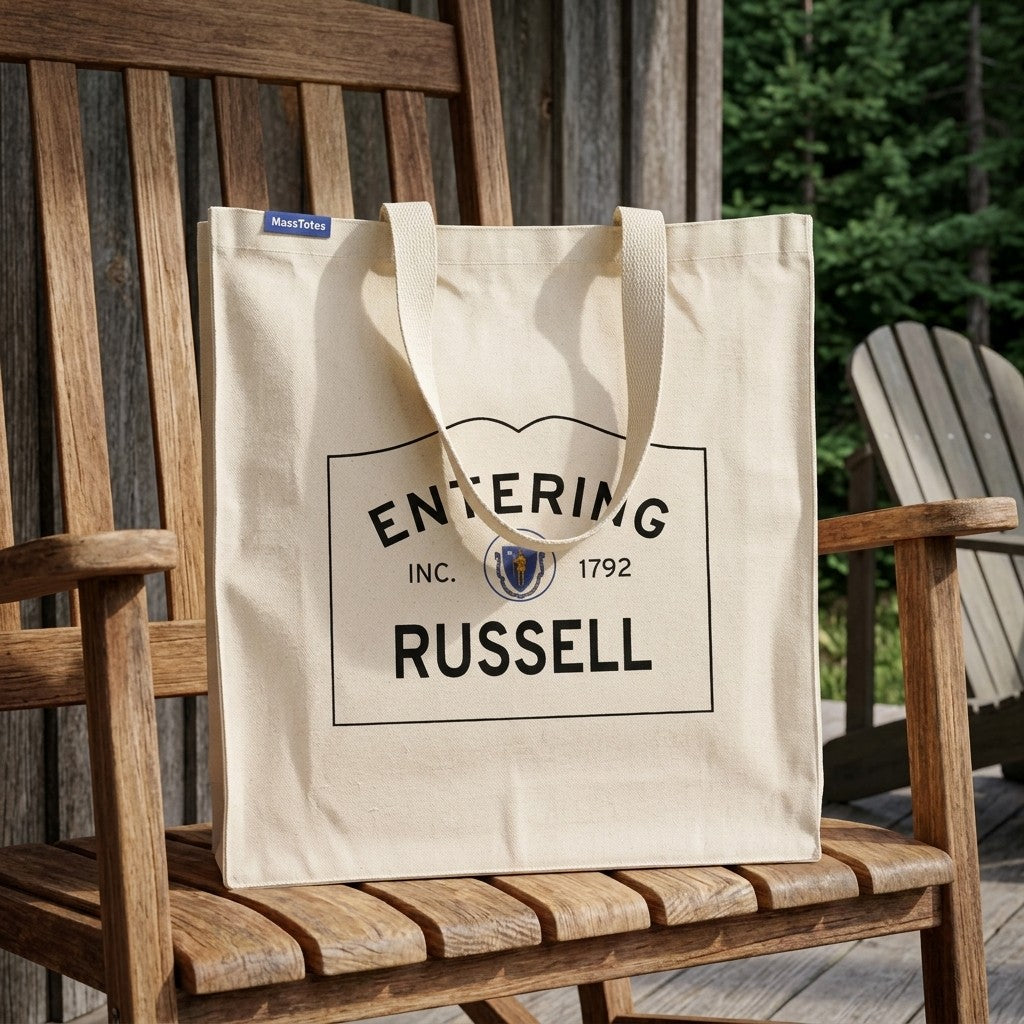 Entering Russell, Massachusetts Canvas Tote Bag - Outdoor In-Situ View - Scenic Atmosphere
