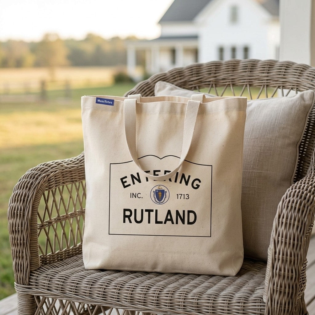 Entering Rutland, Massachusetts Canvas Tote Bag - Outdoor In-Situ View - Scenic Atmosphere