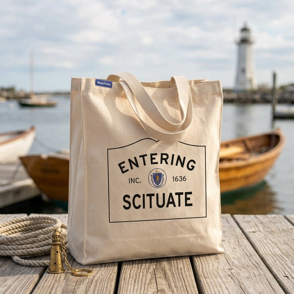 Entering Scituate, Massachusetts Canvas Tote Bag - Lifestyle Scene - Relaxed Natural Setting