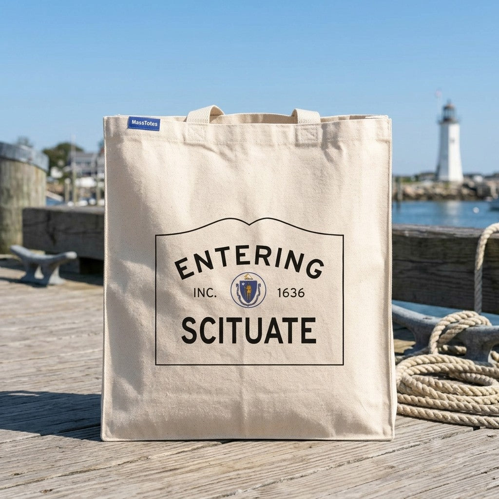 Entering Scituate, Massachusetts Canvas Tote Bag - Everyday In-Situ View - Sunlit Environment