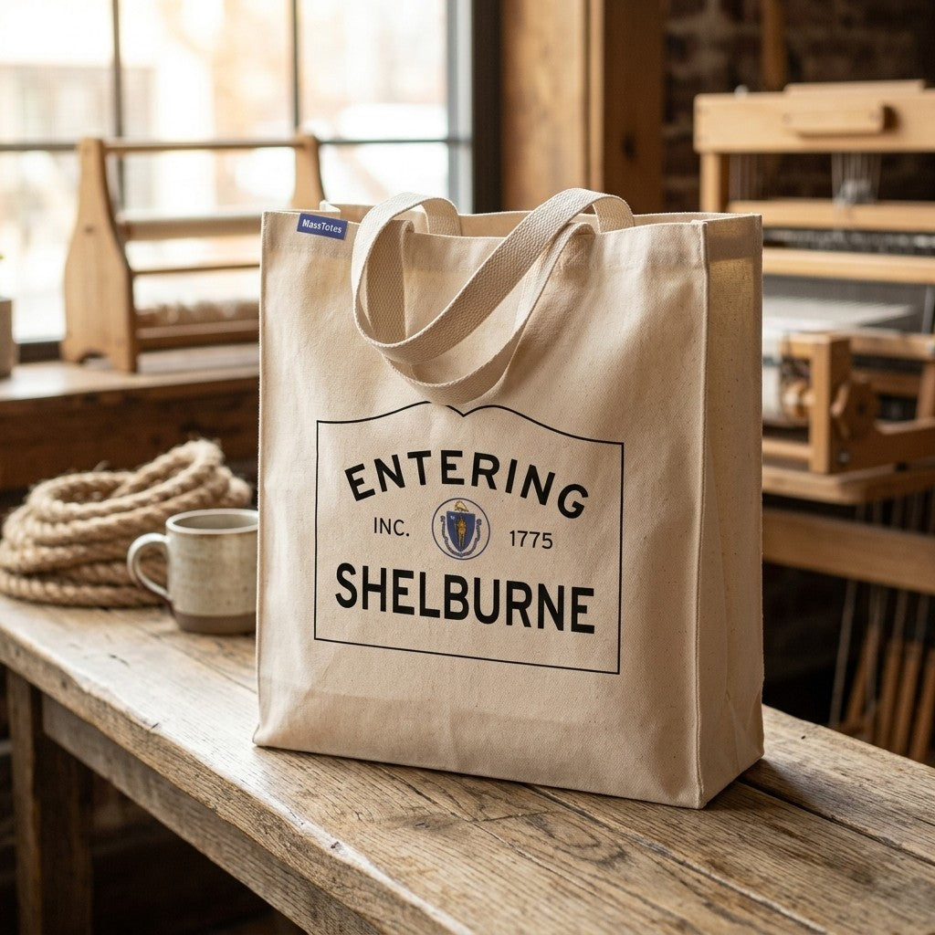 Entering Shelburne, Massachusetts Canvas Tote Bag - Outdoor In-Situ View - Scenic Atmosphere