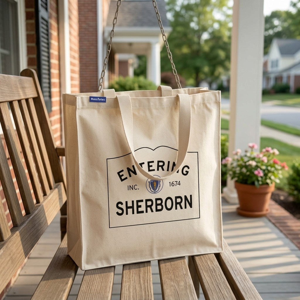 Entering Sherborn, Massachusetts Canvas Tote Bag - Outdoor In-Situ View - Scenic Atmosphere