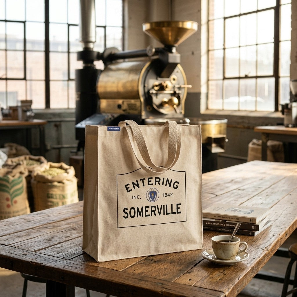 Entering Somerville, Massachusetts Canvas Tote Bag - Outdoor In-Situ View - Scenic Atmosphere