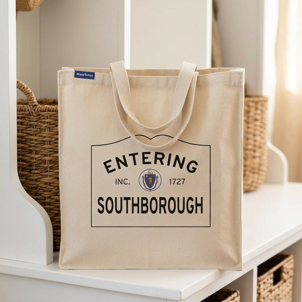 Entering Southborough, Massachusetts Canvas Tote Bag - Outdoor In-Situ View - Scenic Atmosphere